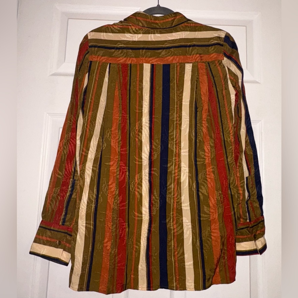 Mango Multicolor Fall Striped Button Down Shirt Size US 2 - Picture 7 of 9